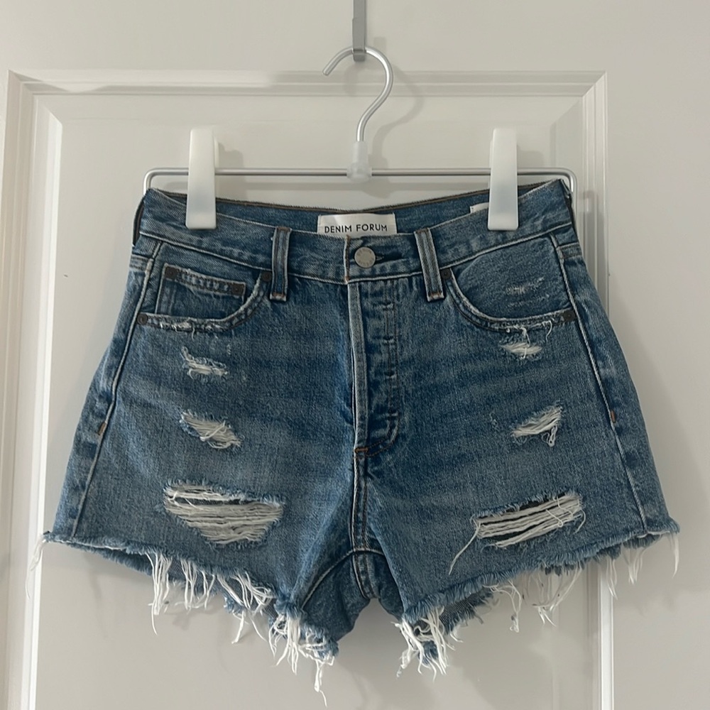 Aritzia Denim Forum Ex-Boyfriend Hi-Rise Denim Short - Picture This Bleu Size 23